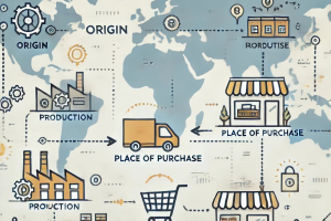 The difference between the origin of goods and where they were purchased